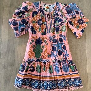 FARM Rio Pink Floral Embroidered Mini Dress